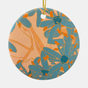 Zeitgenössisches Blattdesign in Pfirsich Keramik Ornament