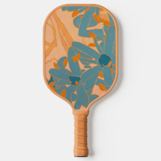 Zeitgenössisches Blattdesign in Pfirsich Pickleball Schläger