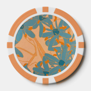 Zeitgenössisches Blattdesign in Pfirsich Pokerchips