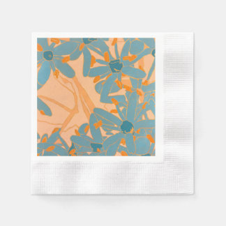 Zeitgenössisches Blattdesign in Pfirsich Serviette