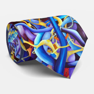 Zeitgenössisches Blau Abstrakt - tiefe Illusion Krawatte