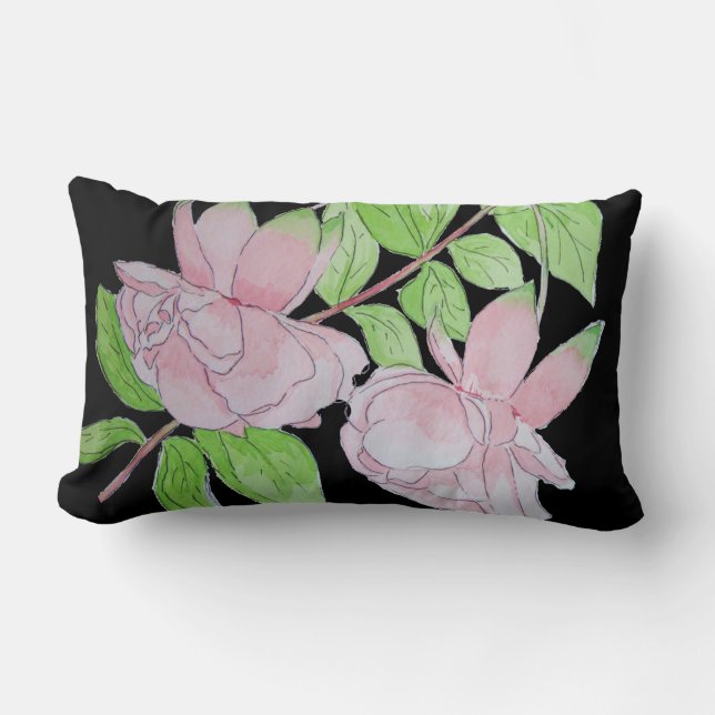zeitgenössisches Blumendesign mit rosa Blume Lendenkissen (Vorderseite)