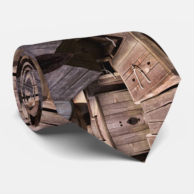 Zeitgenössisches braunes Holzmuster Krawatte (Gerollt)