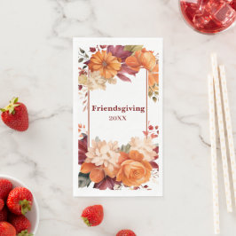 Zeitgenössisches burgundy Floral Friendsgiving Pap Serviette