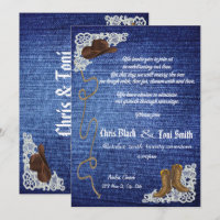 Zeitgenössisches Denim, Stiefel u. Spitze-Hochzeit
