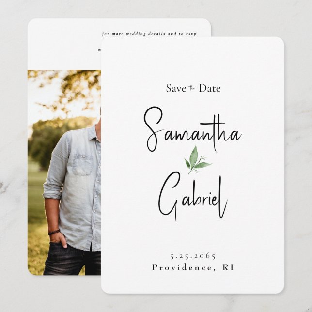 Zeitgenössisches Einfaches Foto Hochzeitsszenario  Save The Date (Vorne/Hinten)