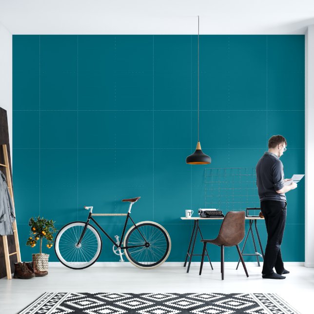 Zeitgenössisches Elegantes Blau Aquamarin Tapete (Wohnbereich)