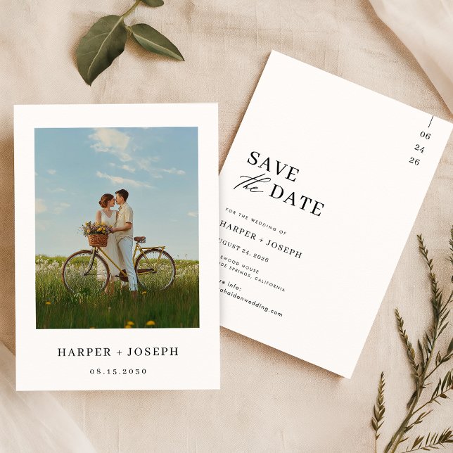 Zeitgenössisches elegantes Foto Hochzeit speichert Save The Date (Von Creator hochgeladen)