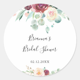 Zeitgenössisches Eukalyptus-Blumen-Hochzeitsdusche Runder Aufkleber
