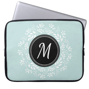 Zeitgenössisches, florales Monogramm Laptopschutzhülle