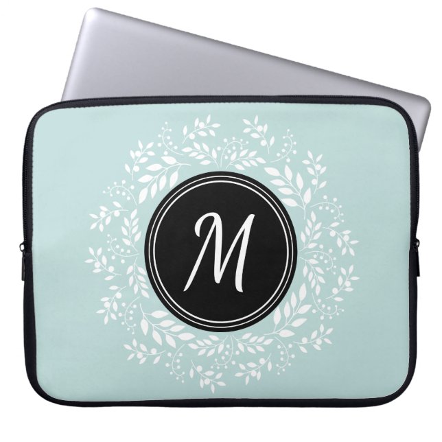 Zeitgenössisches, florales Monogramm Laptopschutzhülle (Vorderseite)