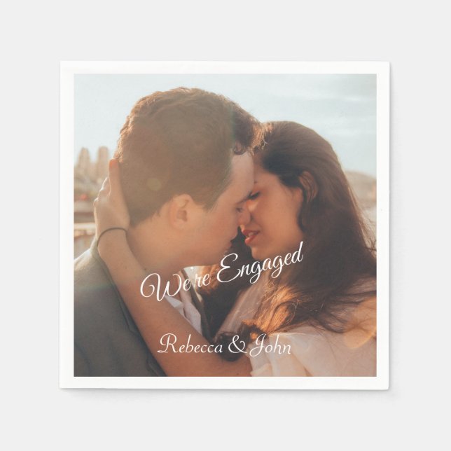 Zeitgenössisches Foto-Engagement-Party-Papier Neap Serviette (Vorderseite)