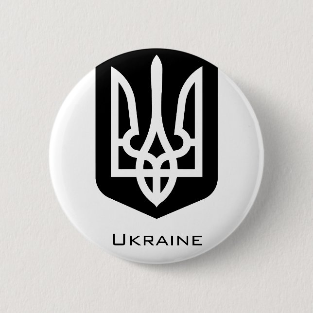 Zeitgenössisches Grafik-Emblem Tryzub der Ukraine Button (Vorderseite)