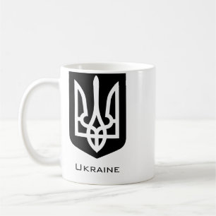 Zeitgenössisches Grafik-Emblem Tryzub der Ukraine Kaffeetasse