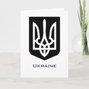 Zeitgenössisches Grafik-Emblem Tryzub der Ukraine Karte