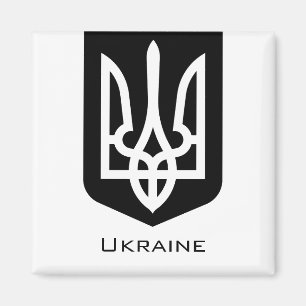Zeitgenössisches Grafik-Emblem Tryzub der Ukraine Magnet