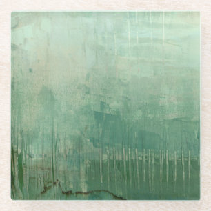 Zeitgenössisches grünes Aquarell Glasuntersetzer