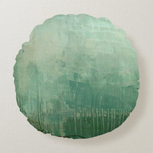 Zeitgenössisches grünes Aquarell Rundes Kissen