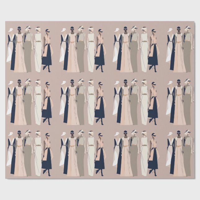 Zeitgenössisches Illustrationspapier Geschenkpapier (Flach)