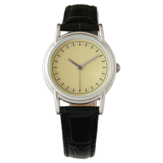 Zeitgenössisches klassisches schwarzes Leder Armbanduhr (Vorderseite)