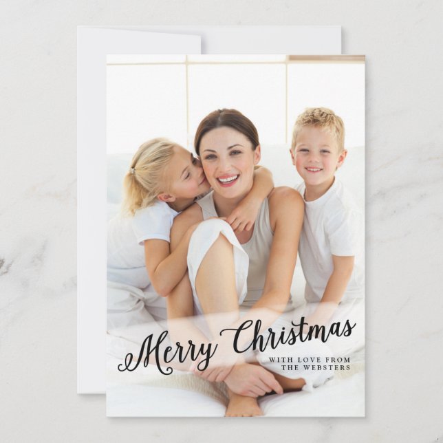 Zeitgenössisches kursives fröhliches Weihnachtsfes Feiertagskarte (Vorderseite)