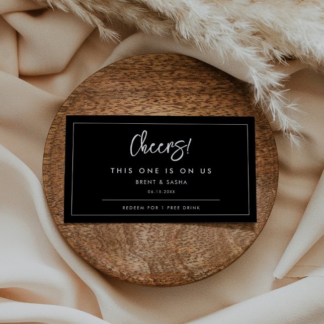 Zeitgenössisches modernes Schwarzes Hochzeitsticke Visitenkarte (Von Creator hochgeladen)