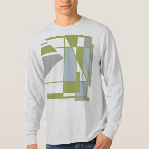 Zeitgenössisches Oliven-Grau-Mosaik-Geometrisches T-Shirt