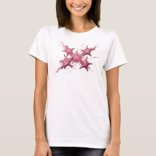 Zeitgenössisches Pink Abstract Stars Designer Graf T-Shirt