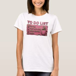 Zeitgenössisches Rosa COFFEE SPIEL MIT KATZE T-Shirt
