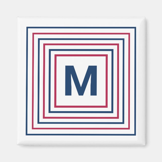 Zeitgenössisches Rotes Weiß und Blau 4. Juli Brief Magnet (Vorne)