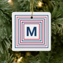 Zeitgenössisches Rotes Weiß und Blau Modernes Mono