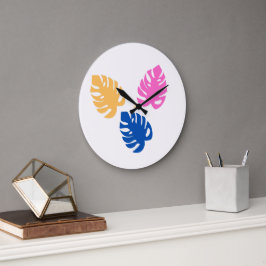 Zeitgenössisches Rustikales Aquamarines Leaf Große Wanduhr