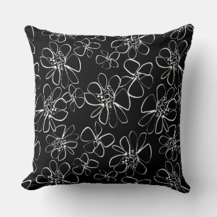 Zeitgenössisches Schwarz-Weiß-Blumen-Sofa-Kissen Kissen