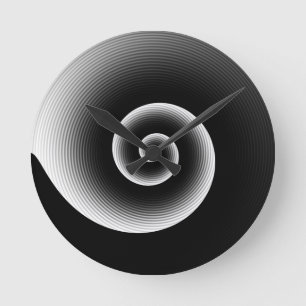 Zeitgenössisches Schwarz-Weiß Stilvolles Twirl-M Runde Wanduhr