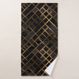 Zeitgenössisches Schwarzes Gold Geometrisches Abst Badehandtuch