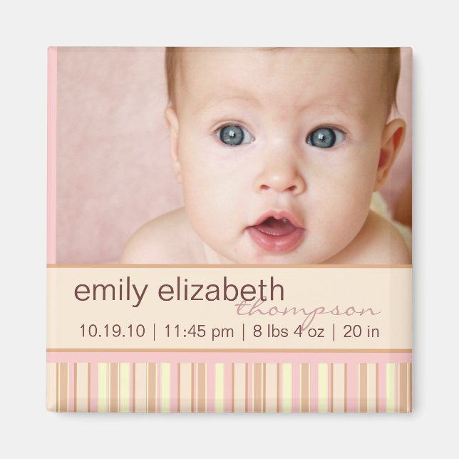 Zeitgenössisches Stripe Baby Foto Magnet (Vorne)