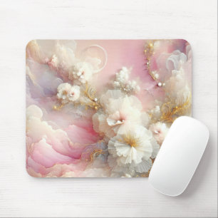 Zeitgenössisches Tüll Blumen Abstract Mousepad