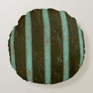 Zeitgenössisches Türkis-Luft-Gitter Rundes Kissen