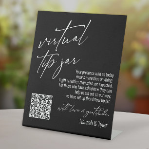 Zeitgenössisches virtuelles Trinkgeld-QR-Code Schw Sockelschild