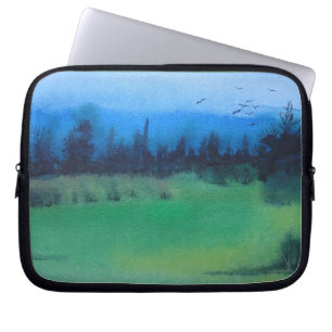 zeitgenössisches Waldland grün und schwarz Laptopschutzhülle