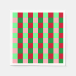 Zeitgenössisches Weihnachten Schachbrettmuster Serviette