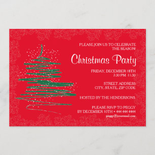 Zeitgenössisches Weihnachts-Party Rotes 12x18 Einladung
