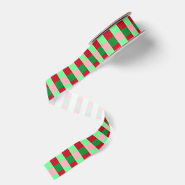 Zeitgenössisches Weihnachts-Schachbrettmuster Ripsband