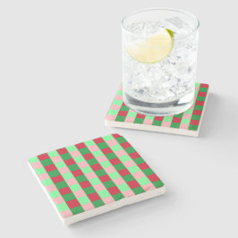Zeitgenössisches Weihnachts-Schachbrettmuster Steinuntersetzer