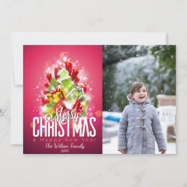 Zeitgenössisches Weihnachtsbaum & Geschenke-Foto Karte