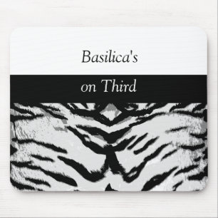 Zeitgenössisches Zebra Stripe Black and White Mous Mousepad