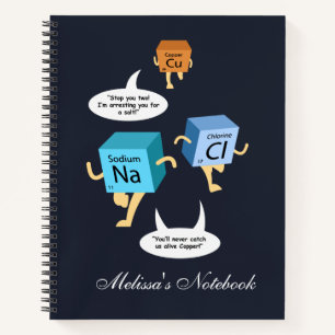 Zeitgesteuerte chemische Tabellenelemente Notizbuch