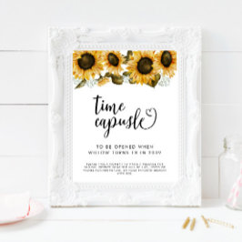 Zeitkapselunterschrift | Birthday Party Sunflower Poster