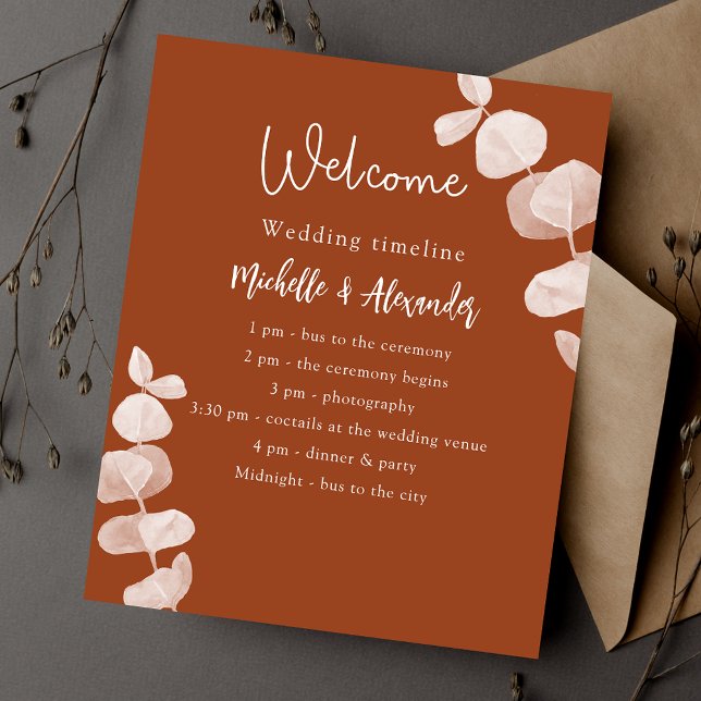 Zeitleiste des Hochzeitsprogramms für Burnt orange (Von Creator hochgeladen)
