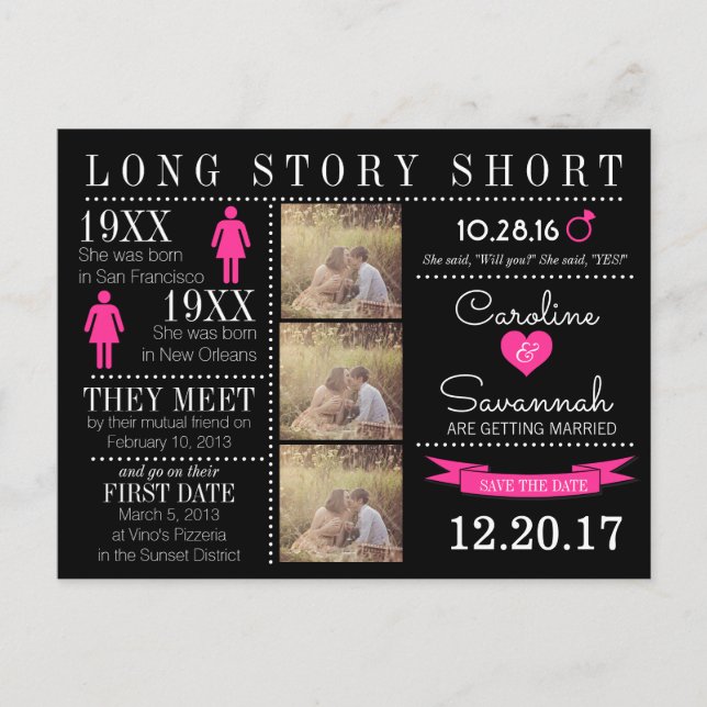 Zeitlicher Save the Date Postkarte (Vorderseite)